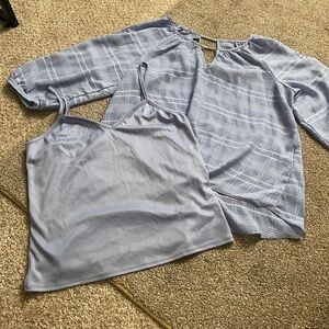 BCX Light Blue Textured Blouse